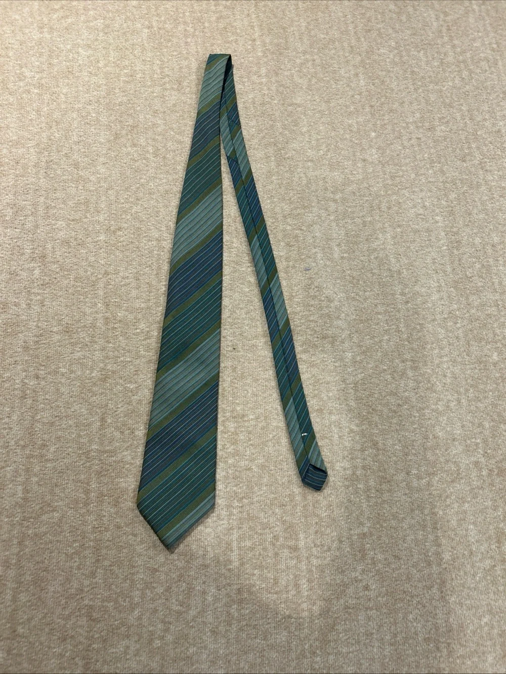 Ernst San Francisco Men's Olive and Teal Striped Tie